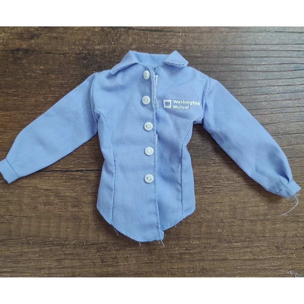 Washington Mutual Action Teller Fashion Doll Size Bank Employee Shirt Only Vtg